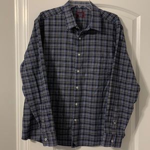 Untuckit is a great brand for plaid work shirts! Size XXL, Blue plaid color.